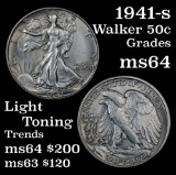 1941-s Walking Liberty Half Dollar 50c Grades Choice Unc