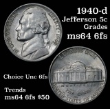 1940-d Jefferson Nickel 5c Grades Choice Unc 6fs