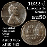 1922-d Lincoln Cent 1c Grades AU, Almost Unc