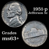 1951-p Jefferson Nickel 5c Grades Select+ Unc