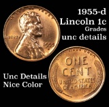 1955-d Lincoln Cent 1c Grades Unc Details