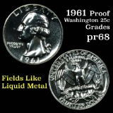 1961 Washington Quarter 25c Grades GEM++ Proof