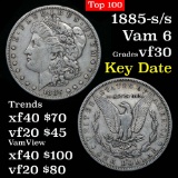 1885-s/s Morgan Dollar $1 Grades vf++