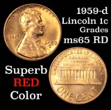 1959-d Lincoln Cent 1c Grades GEM Unc RD