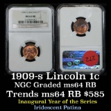 ***Auction Highlight*** NGC 1909-s Lincoln Cent 1c Graded ms64 RB By NGC (fc)