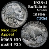 1938-d Buffalo Nickel 5c Grades Choice+ Unc