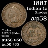 1887 Indian Cent 1c Grades Choice AU/BU Slider