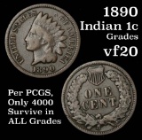 1890 Indian Cent 1c Grades vf, very fine