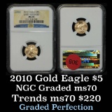 NGC 2010 Five Dollar Gold Eagle $5 Graded ms70 By NGC (fc)