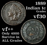 1889 Indian Cent 1c Grades vf++