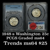 PCGS 1948-s Washington Quarter 25c Graded ms64 By PCGS