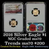 NGC 2016 Five Dollar Gold Eagle $5 Graded ms70 By NGC (fc)