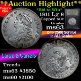 ***Auction Highlight*** 1811 Capped Bust Half Dollar 50c Graded Select Unc by USCG (fc)