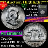 ***Auction Highlight*** 1952-s Franklin Half Dollar 50c Graded Choice Unc FBL by USCG (fc)
