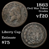 1863 Liberty Cap Civil War Token Grades vf, very fine