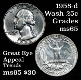 1958-d Washington Quarter 25c Grades GEM Unc