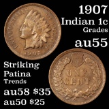 1907 Indian Cent 1c Grades Choice AU