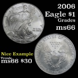2006 Silver Eagle Dollar $1 Grades GEM+ Unc