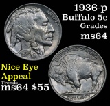 1936-p Buffalo Nickel 5c Graded Choice Unc