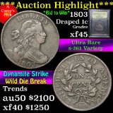 ***Auction Highlight*** 1803 Draped Bust Large Cent 1c Graded xf+ by USCG (fc)