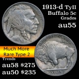 1913-d Ty II Buffalo Nickel 5c Grades Choice AU (fc)