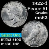 1922-d Peace Dollar $1 Grades Select Unc