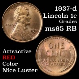 1937-d Lincoln Cent 1c Grades GEM Unc RB