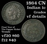 1864 CN Indian Cent 1c Grades vf details
