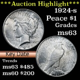 ***Auction Highlight*** 1924-s Peace Dollar $1 Grades Select Unc (fc)