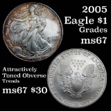 2005 Silver Eagle Dollar $1 Grades GEM++ Unc