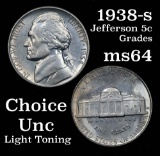 1938-s Jefferson Nickel 5c Grades Choice Unc