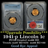 PCGS 1941-p Lincoln Cent 1c Graded ms66 RD By PCGS