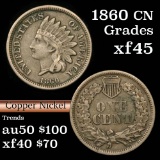 1860 CN Indian Cent 1c Grades xf+
