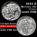 1941-d Mercury Dime 10c Grades GEM FSB