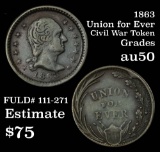 1863 Union For Ever Civil War Token Grades AU, Almost Unc