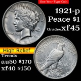 1921-p Peace Dollar $1 Grades xf+