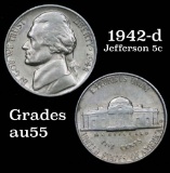 1942-d Jefferson Nickel 5c Grades Choice AU