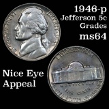 1946-p Jefferson Nickel 5c Grades Choice Unc