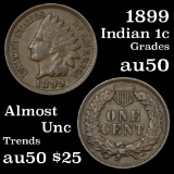 1899 Indian Cent 1c Grades AU, Almost Unc