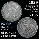 1829 Capped Bust Half Dollar 50c Grades vf++