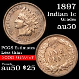 1897 Indian Cent 1c Grades AU, Almost Unc