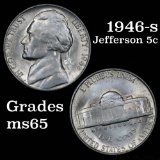 1946-s Jefferson Nickel 5c Grades GEM Unc