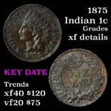 1875 Indian Cent 1c Grades xf details