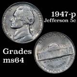 1947-p Jefferson Nickel 5c Grades Choice Unc