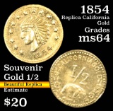 1854 Replica California Gold 1/2 Grades Choice Unc