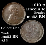 1910-p Lincoln Cent 1c Grades Select Unc BN