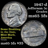 1947-d Jefferson Nickel 5c Grades GEM 5fs