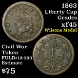 1863 Liberty Cap FULD# 19-396 Civil War Token Grades xf+