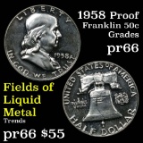 1958 Franklin Half Dollar 50c Grades GEM+ Proof