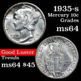 1935-s Mercury Dime 10c Grades Choice Unc